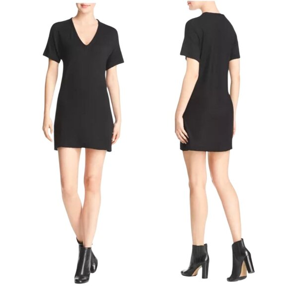 rag & bone Dresses & Skirts - Rag & Bone Jean Dress Women Small Black Short Sleeve V Neck Tee Dress Mini Goth
